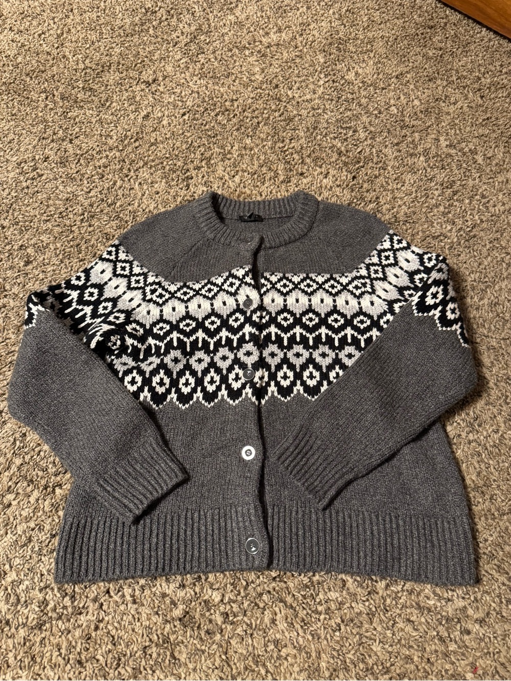 Talbots Gray Button-Front Cardigan Sweater